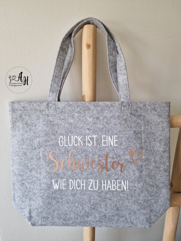 Filz Shopper | Einkaufstasche aus Filz "Glück ist..." – Bild 8