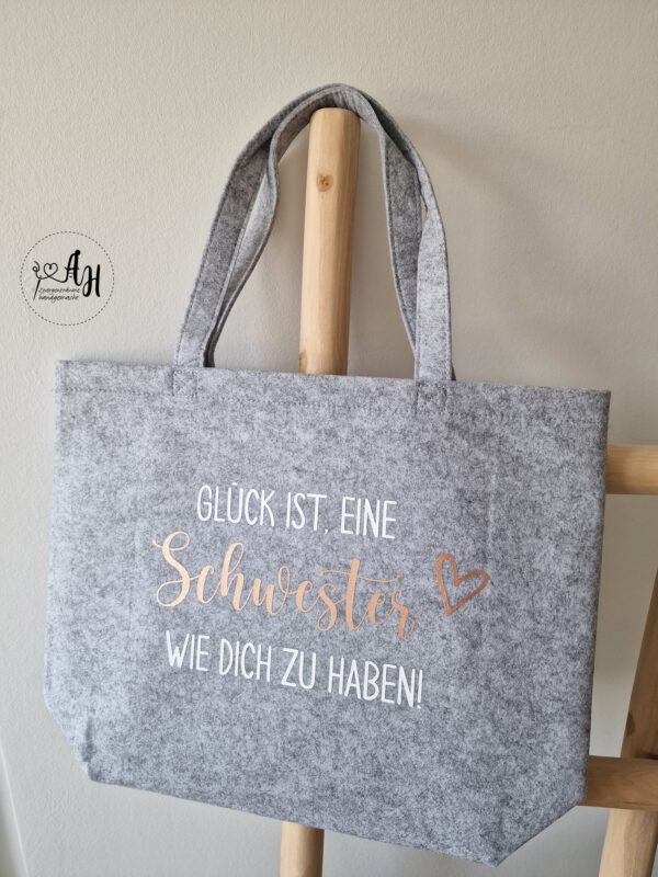 Filz Shopper | Einkaufstasche aus Filz "Glück ist..." – Bild 7