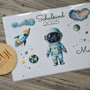 Bügelbild Set Weltraum Schultüte Einschulung T-Shirt