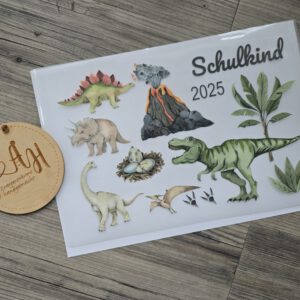 Bügelbild Set Dinos Schultüte Einschulung T-Shirt