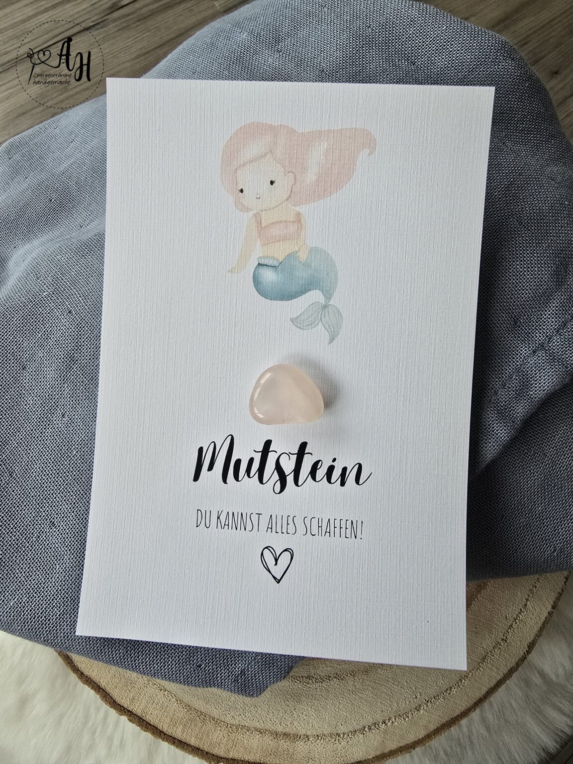 T TAKONE Mutstein Einschulung - Rosa Glücksstein Mit Karte Für Mädchen