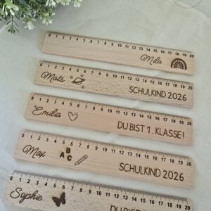 Personalisiertes Lineal aus Holz zur Einschulung | Schultüte | Schulstart | Holzlineal