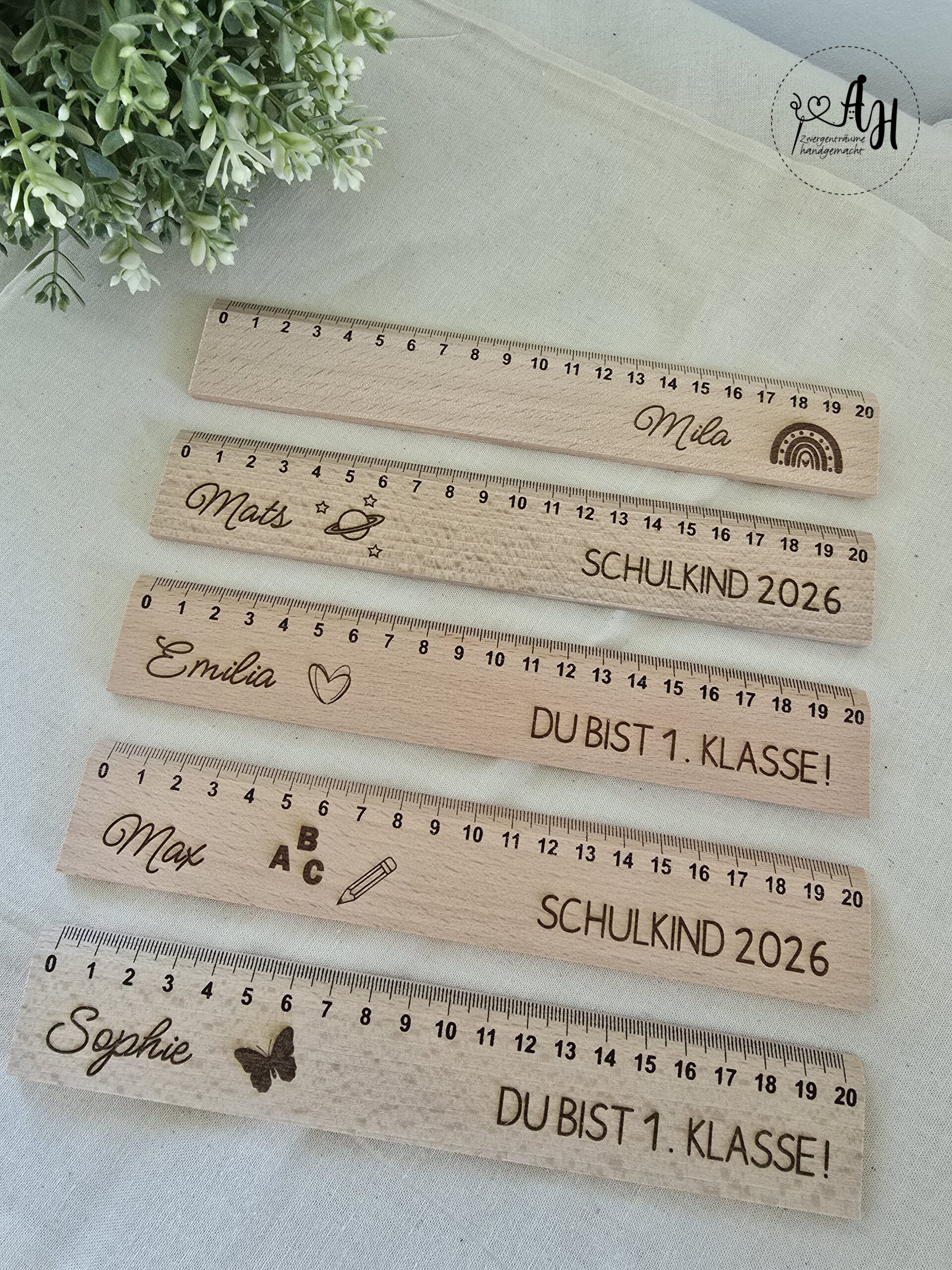 Personalisiertes Lineal aus Holz zur Einschulung | Schultüte | Schulstart | Holzlineal