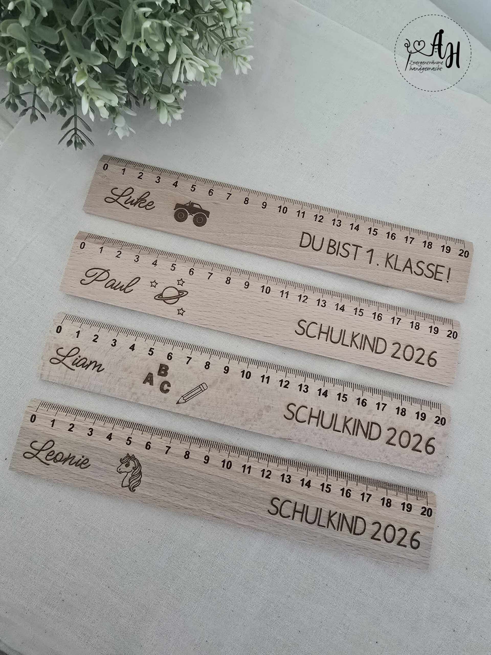 Personalisiertes Lineal aus Holz zur Einschulung | Schultüte | Schulstart | Holzlineal – Bild 2