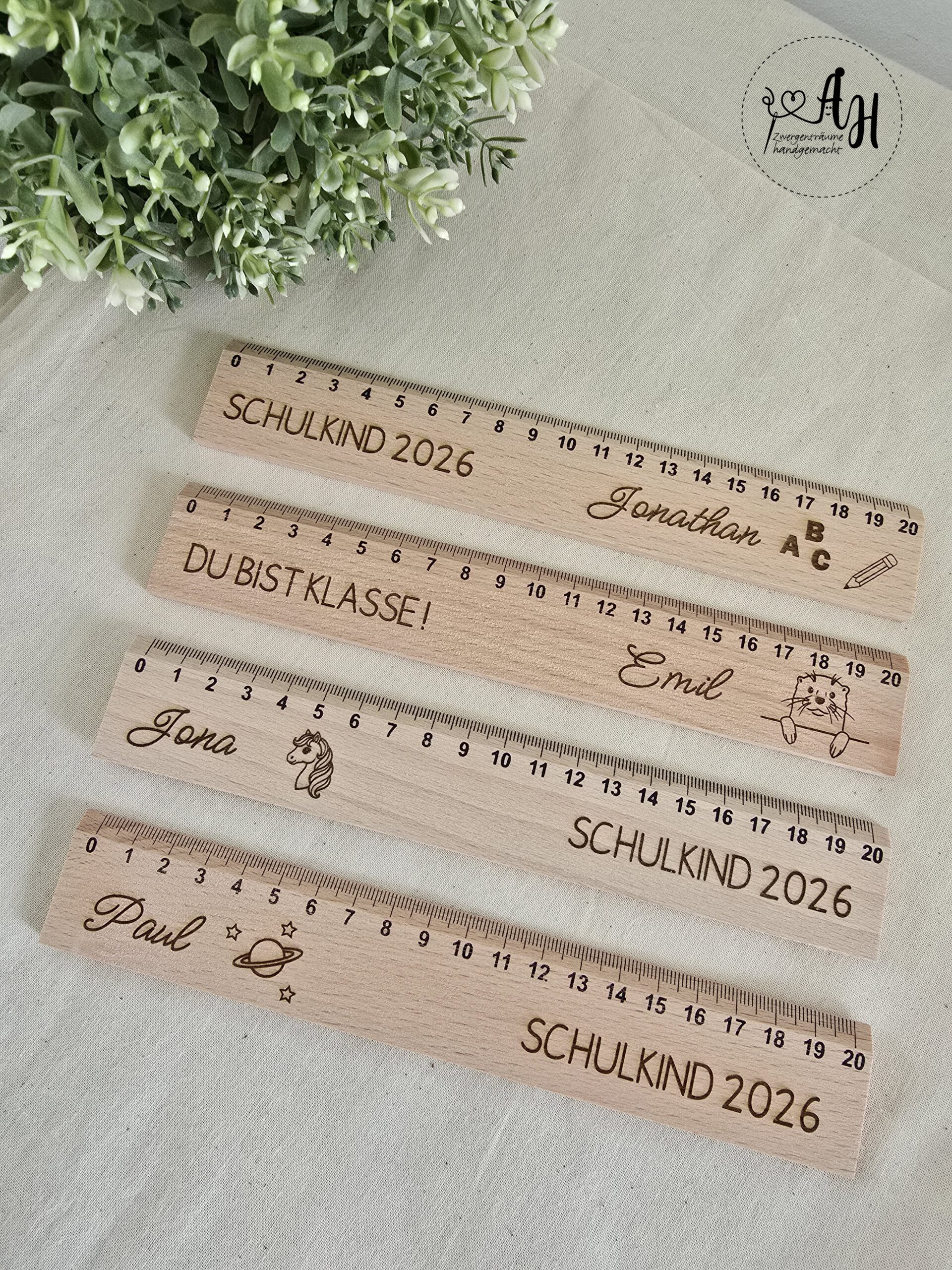 Personalisiertes Lineal aus Holz zur Einschulung | Schultüte | Schulstart | Holzlineal – Bild 3
