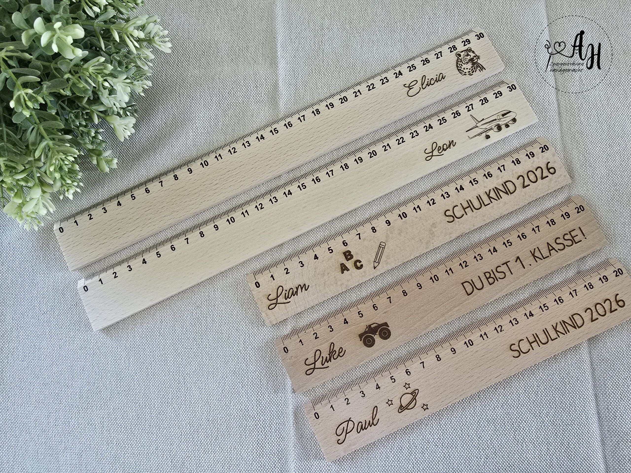 Personalisiertes Lineal aus Holz zur Einschulung | Schultüte | Schulstart | Holzlineal – Bild 4