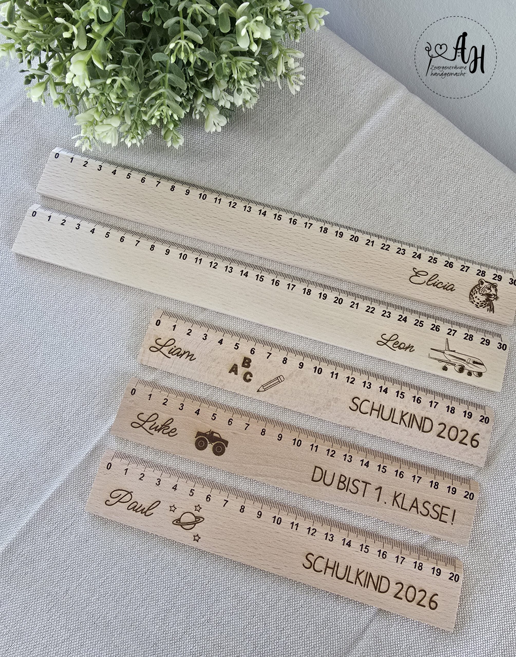 Personalisiertes Lineal aus Holz zur Einschulung | Schultüte | Schulstart | Holzlineal – Bild 5